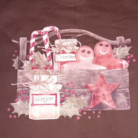 80s Gingerbread Man Vintage Turtleneck Christmas Sweatshirt Holiday Sweater Xmas - Picture 2 of 5